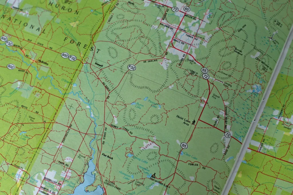 Additional photograph made by Brian Kaufman while working on "The Trumpeter" nature-in-motion piece shows the paper map that initially led him to Penoyer Lake