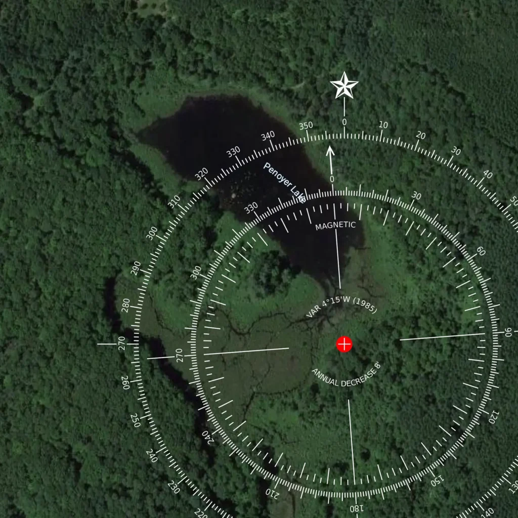 Additional photograph made by Brian Kaufman while working on "The Trumpeter" nature-in-motion piece shows a compass overlay on a satellite image